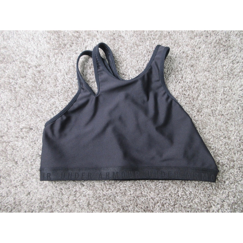Under Armour Womens Large Black High Neck Triple Strap Racerback Sports Bra LG